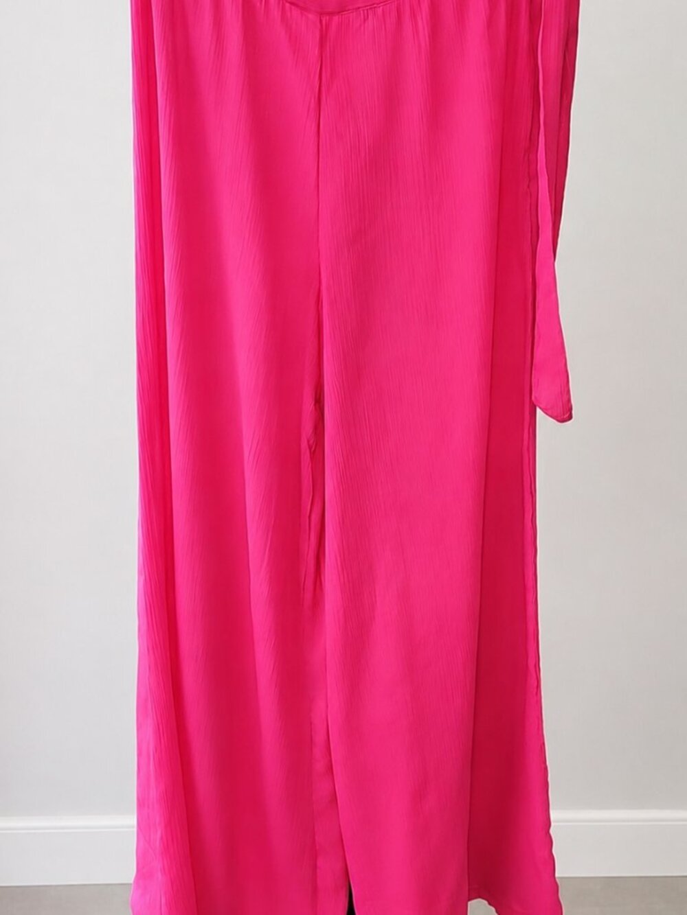 Splash Hot Pink Wide Leg Palazzo Pants | Wrap Tie Waist | Size M - Picture 2 of 6